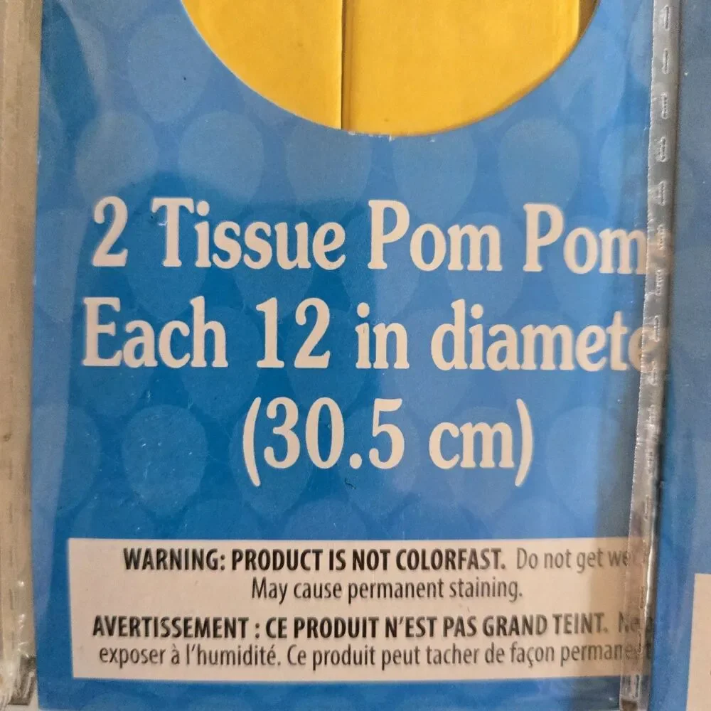 Lot of 8 (4 Packs) Yellow Tissue Pom Poms 12